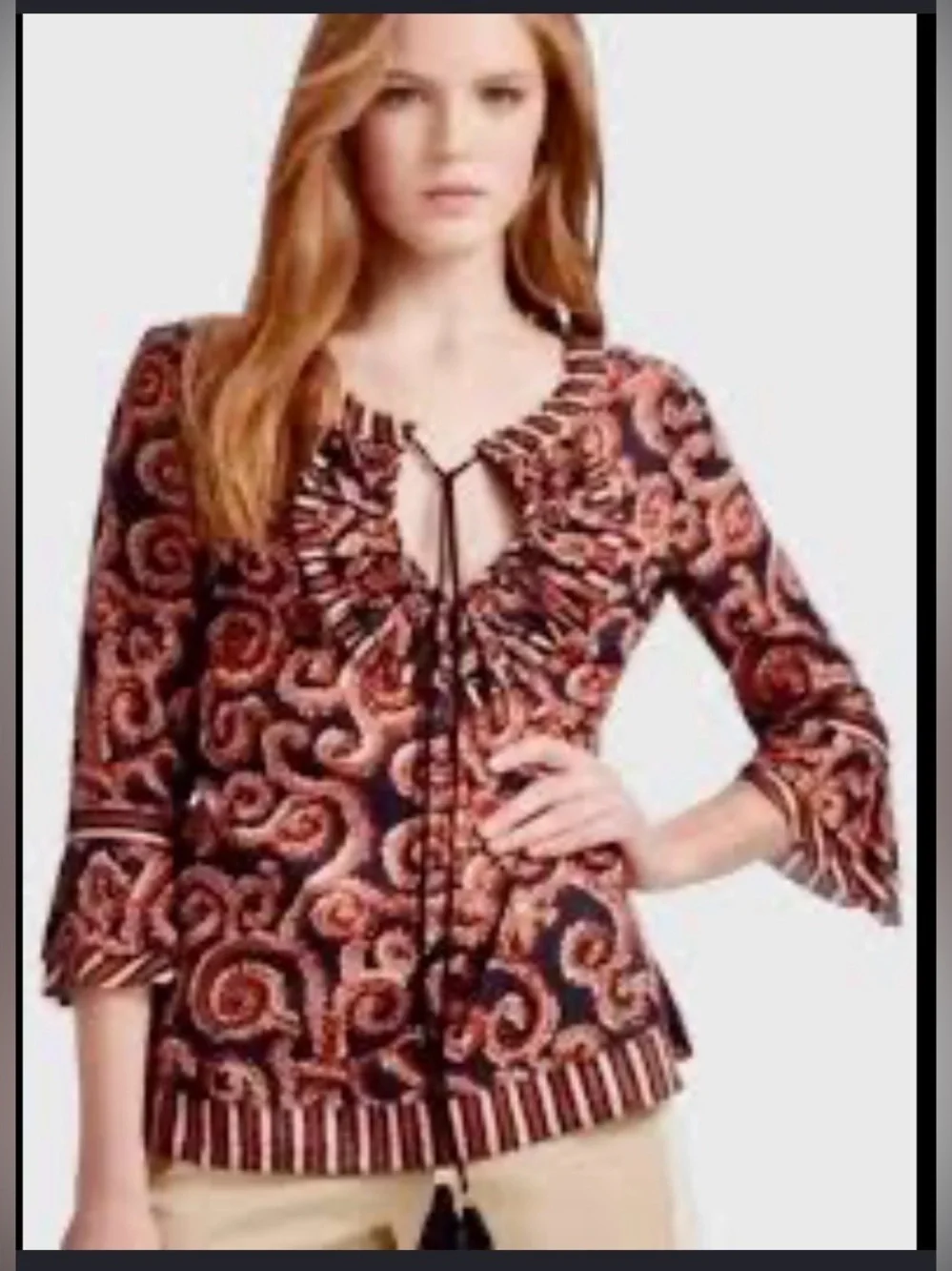 Tory Burch Gwenna Jacquard Ruffle Tunic